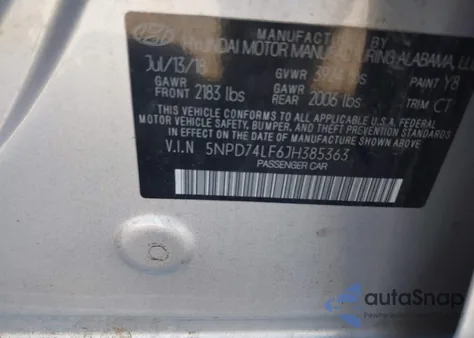 2018 Hyundai Elantra Se из США, поврежденный, VIN 5NPD74LF6JH385363